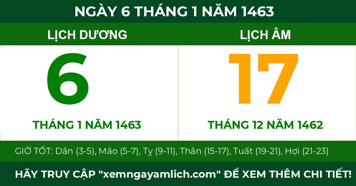 lịch âm ngày 6 tháng 1 năm 1463