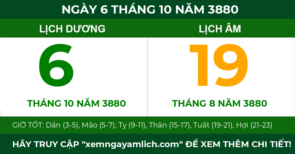 lịch âm ngày 6 tháng 10 năm 3880