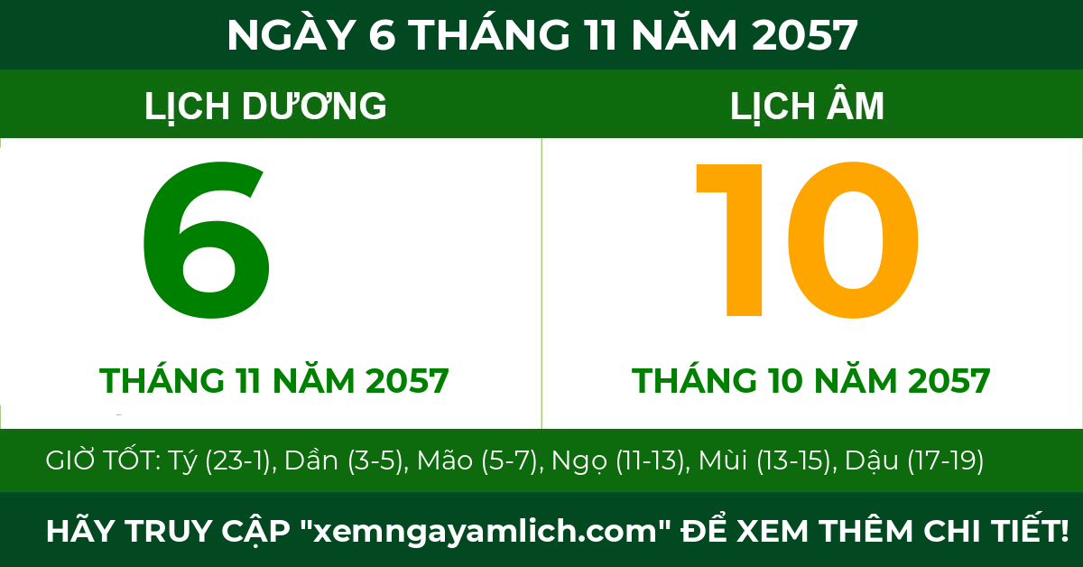 lịch âm ngày 6 tháng 11 năm 2057