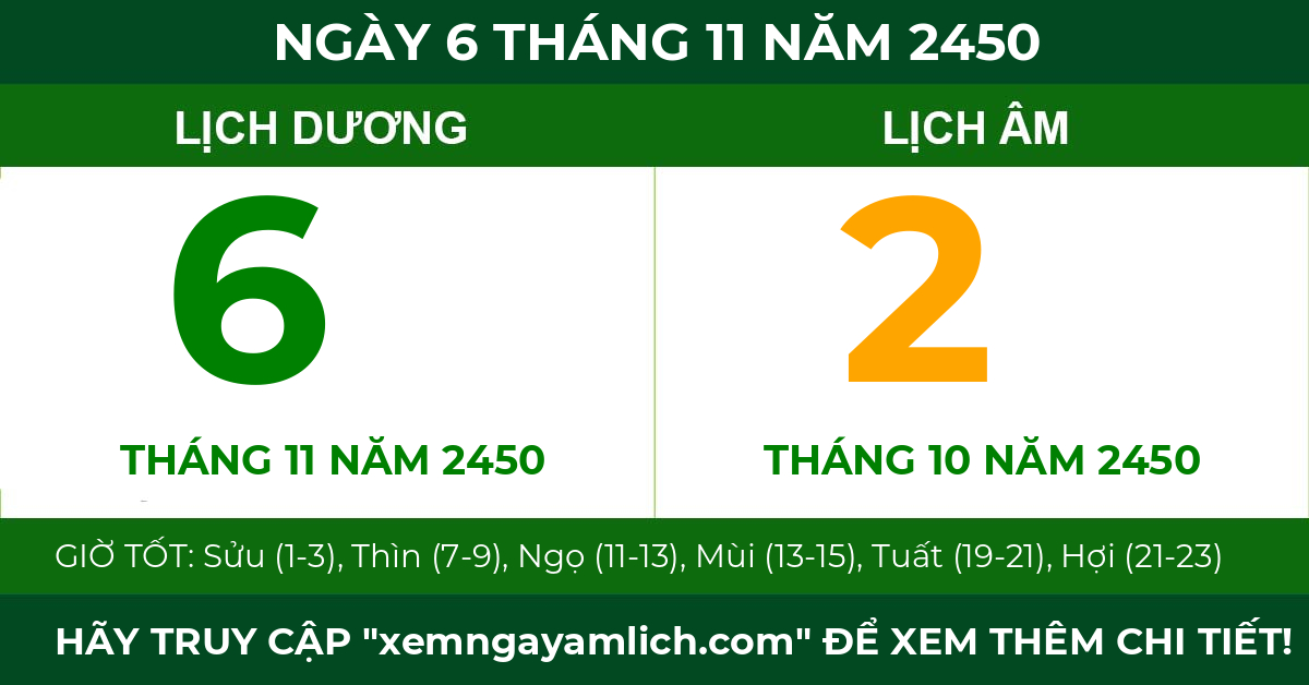 lịch âm ngày 6 tháng 11 năm 2450