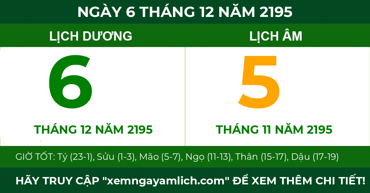 lịch âm ngày 6 tháng 12 năm 2195