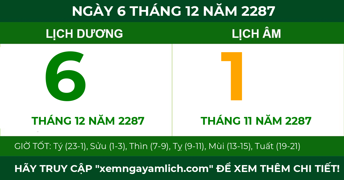 lịch âm ngày 6 tháng 12 năm 2287