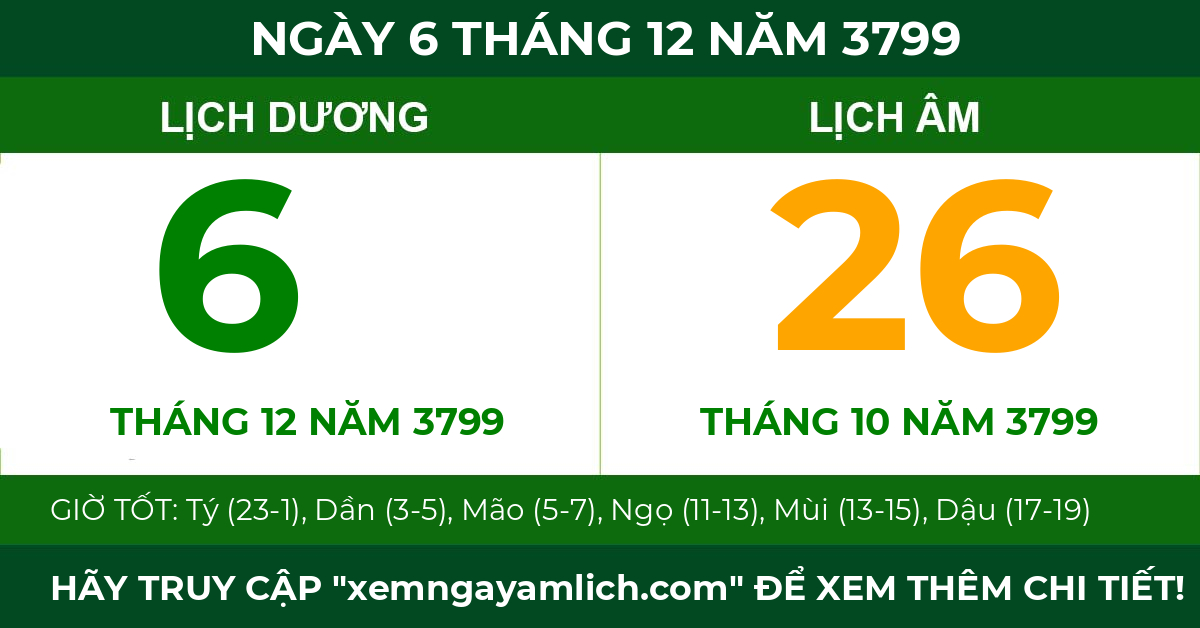 lịch âm ngày 6 tháng 12 năm 3799