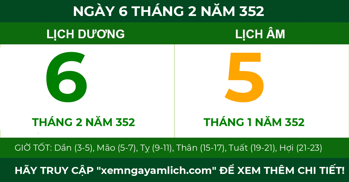 lịch âm ngày 6 tháng 2 năm 352