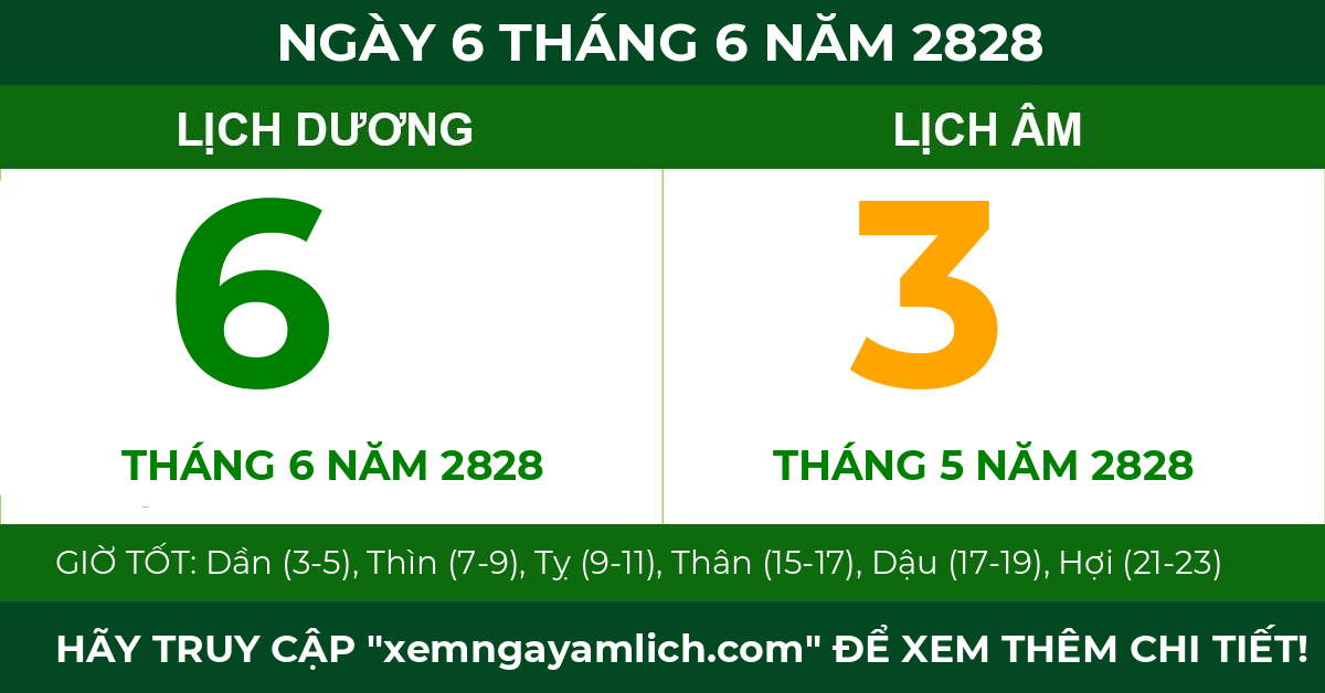 lịch âm ngày 6 tháng 6 năm 2828