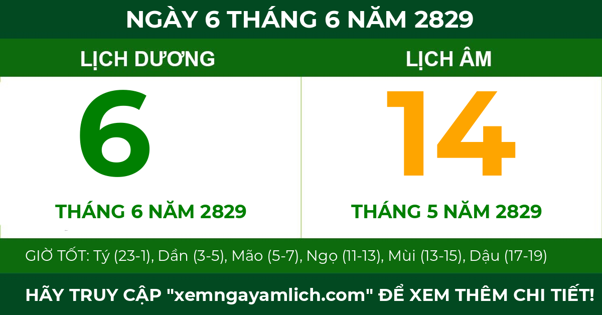 lịch âm ngày 6 tháng 6 năm 2829