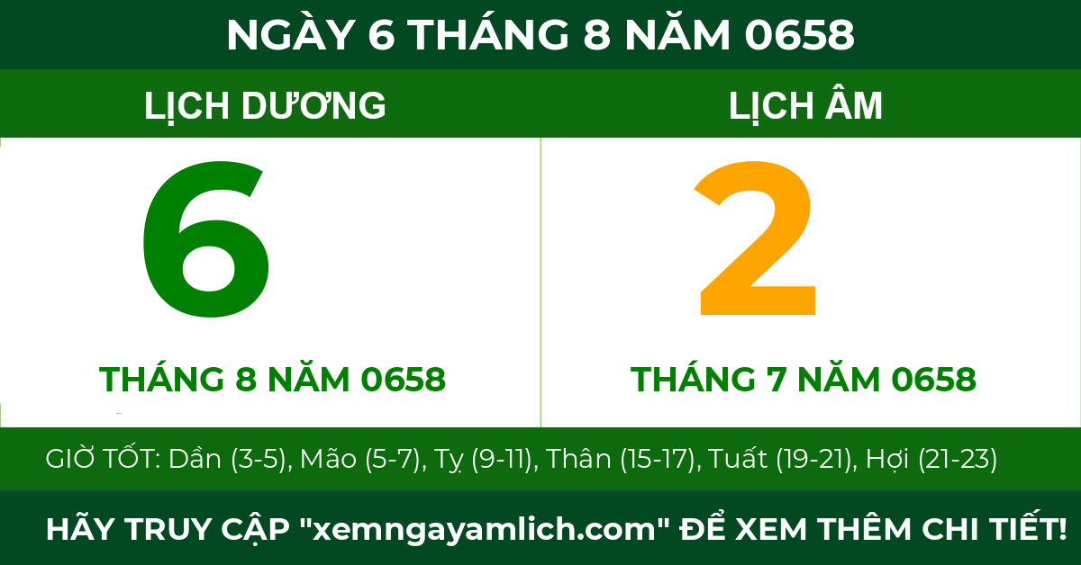 lịch âm ngày 6 tháng 8 năm 0658