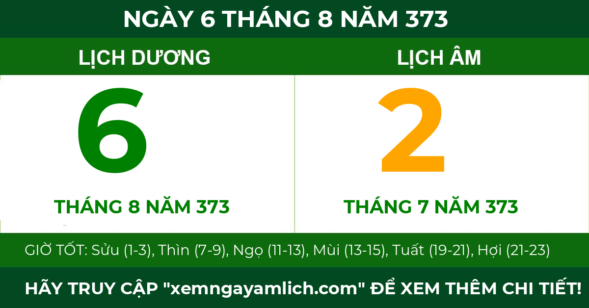 lịch âm ngày 6 tháng 8 năm 373
