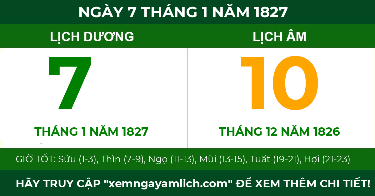 lịch âm ngày 7 tháng 1 năm 1827