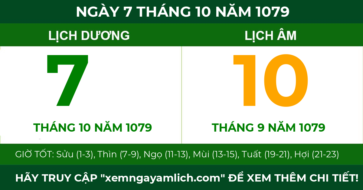 lịch âm ngày 7 tháng 10 năm 1079