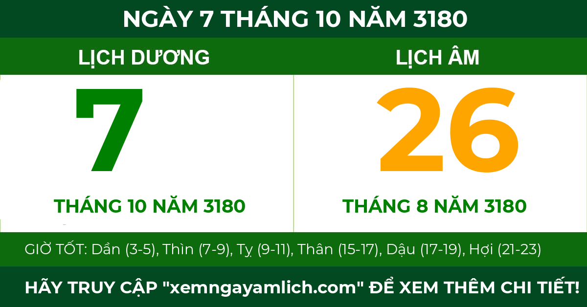 lịch âm ngày 7 tháng 10 năm 3180