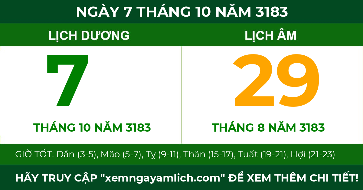 lịch âm ngày 7 tháng 10 năm 3183
