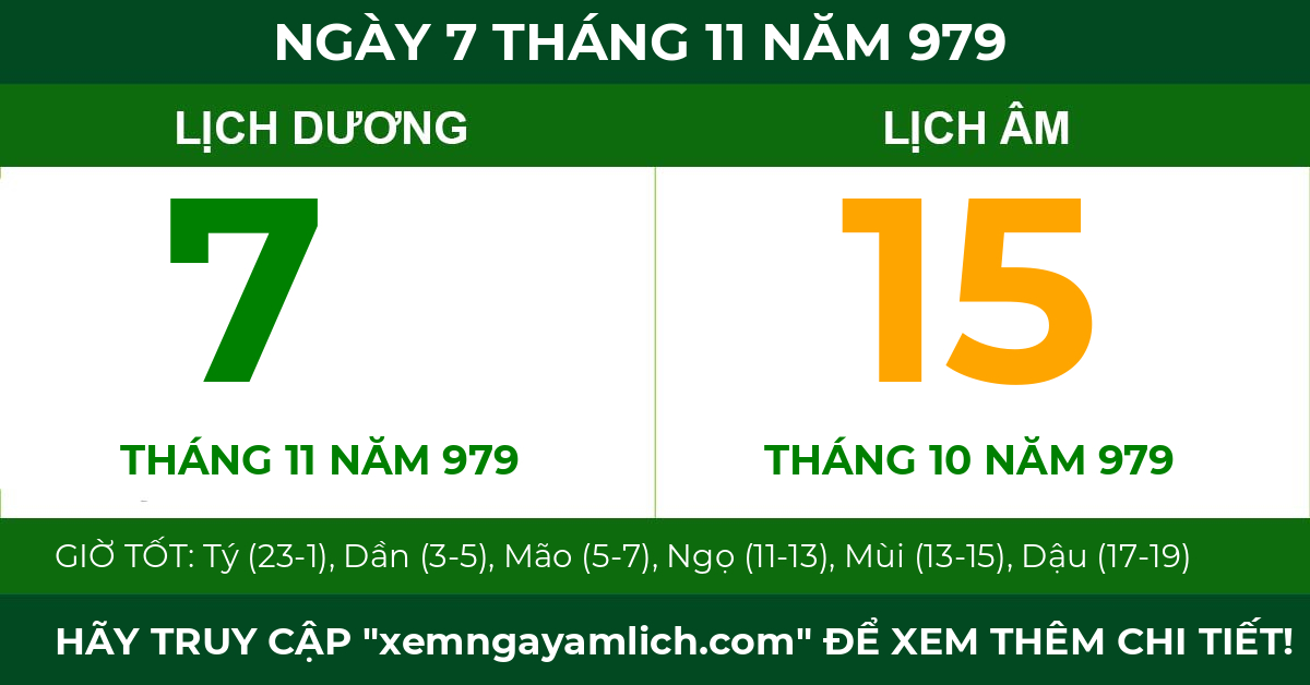 lịch âm ngày 7 tháng 11 năm 979
