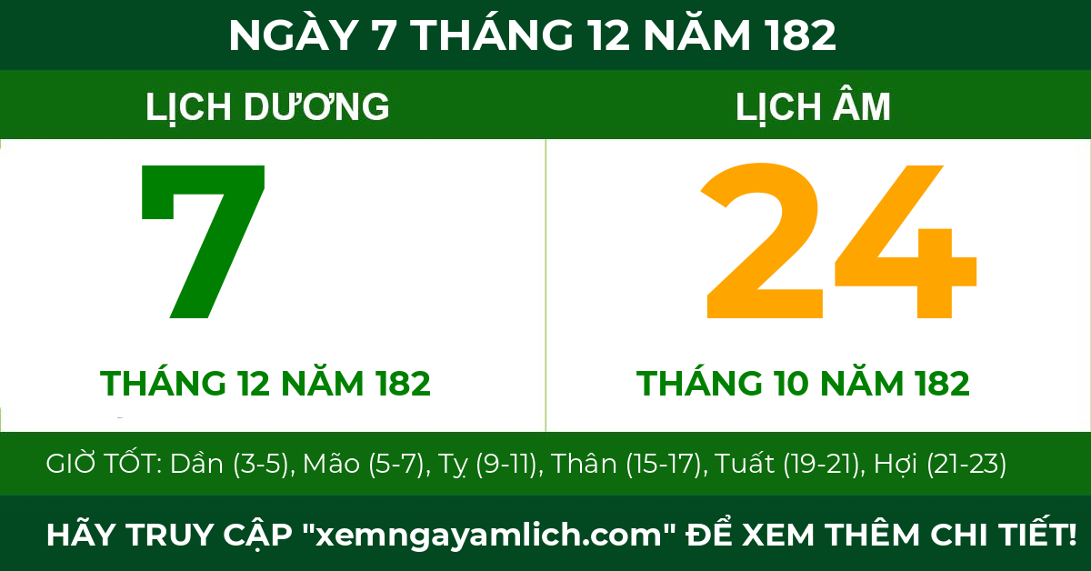 lịch âm ngày 7 tháng 12 năm 182