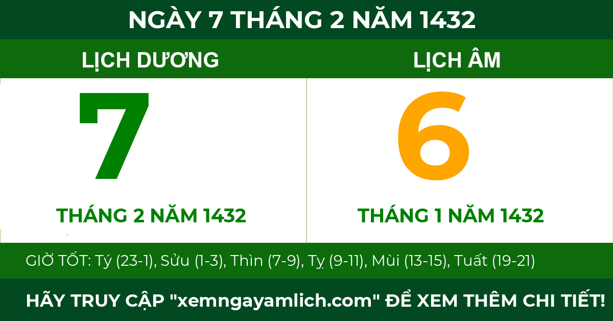 lịch âm ngày 7 tháng 2 năm 1432