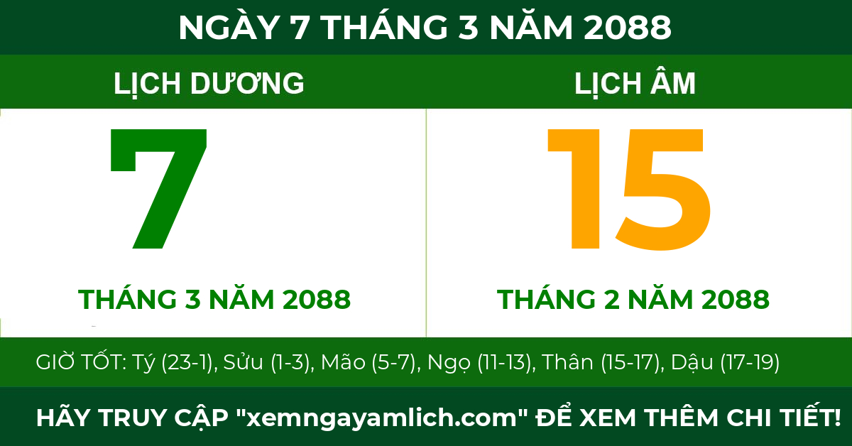 lịch âm ngày 7 tháng 3 năm 2088