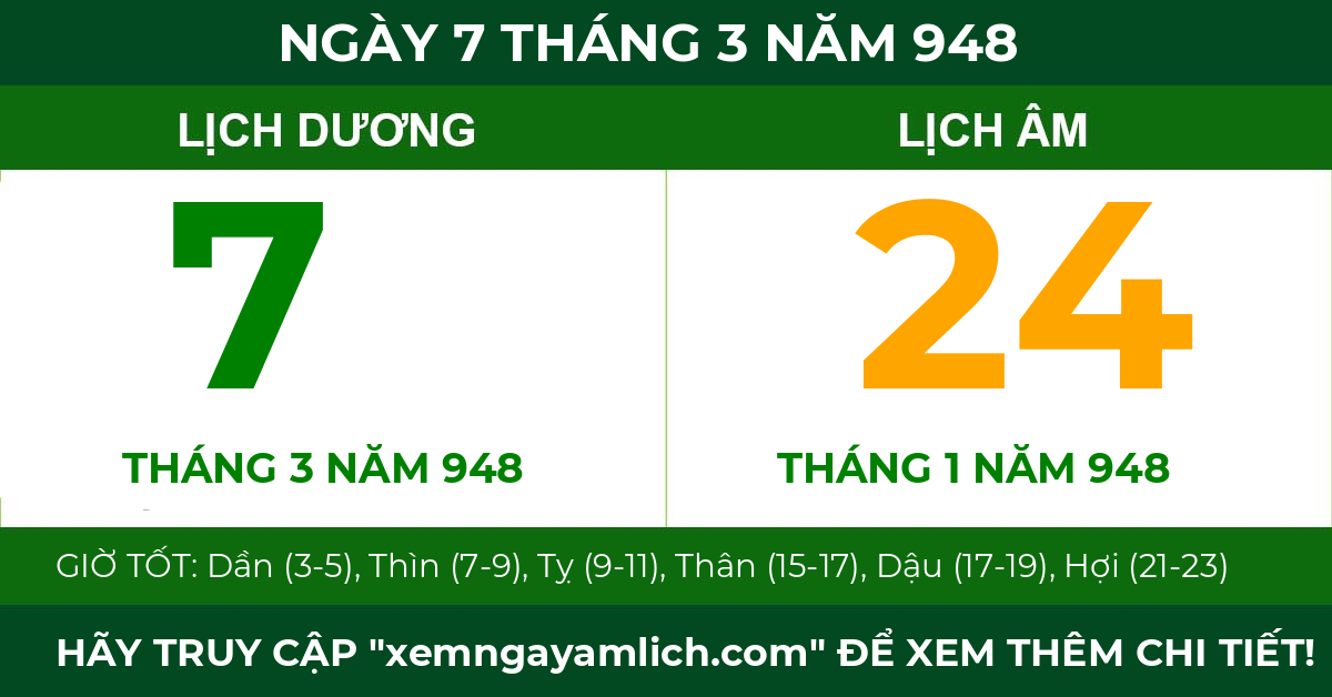 lịch âm ngày 7 tháng 3 năm 948