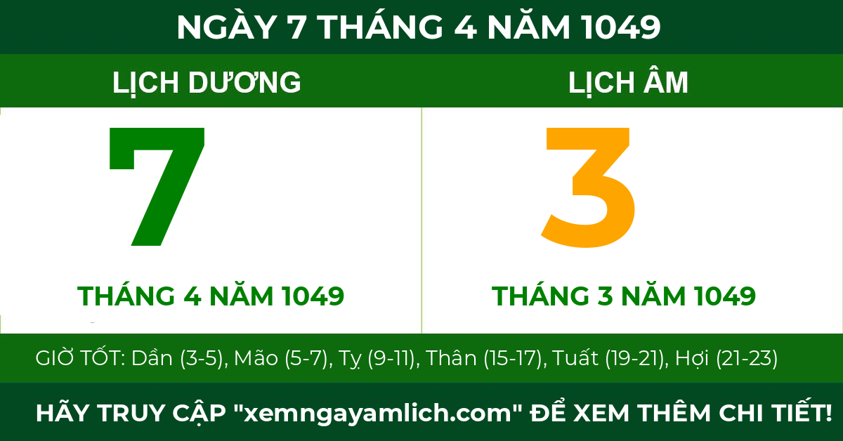 lịch âm ngày 7 tháng 4 năm 1049
