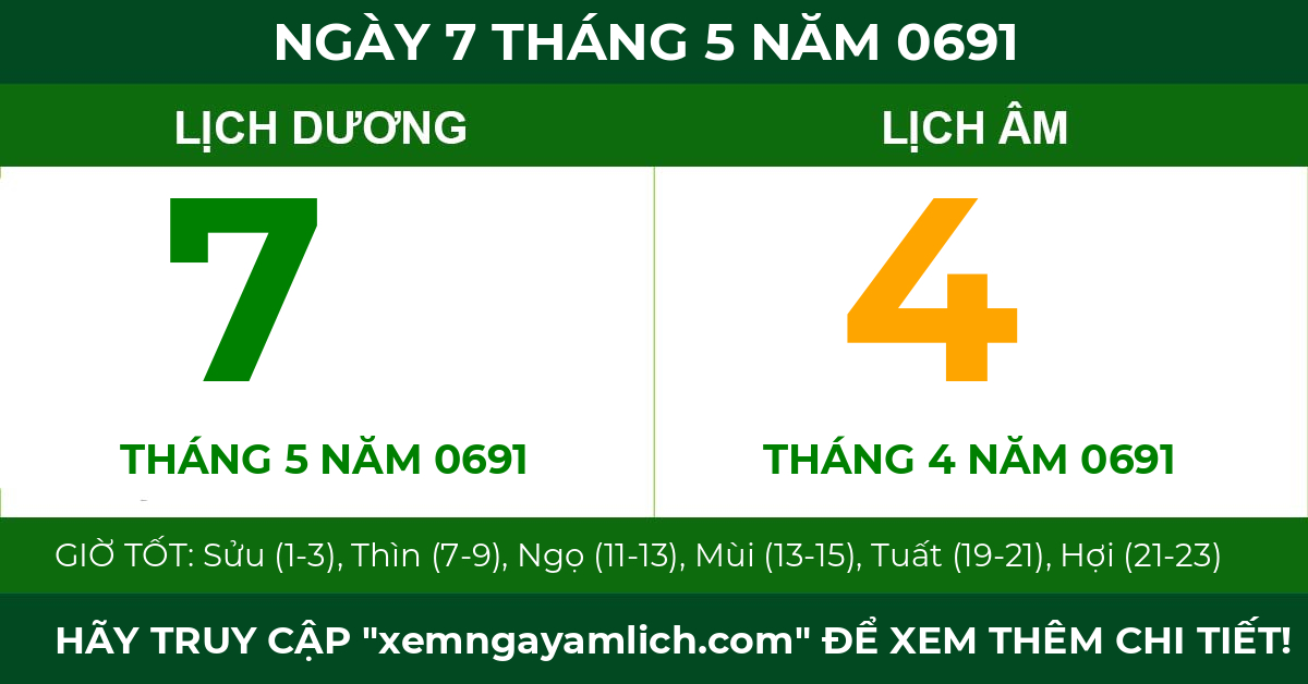 lịch âm ngày 7 tháng 5 năm 0691