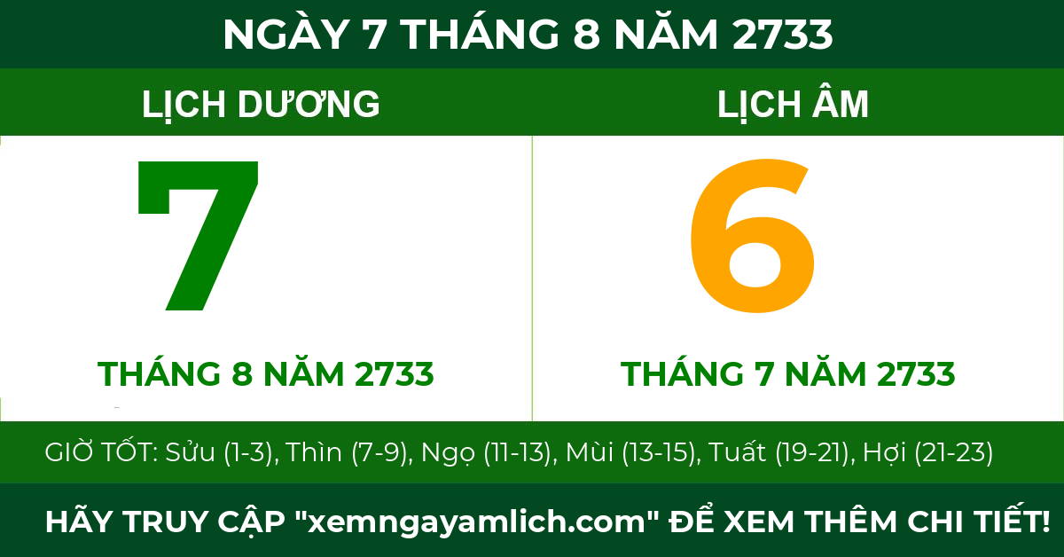 lịch âm ngày 7 tháng 8 năm 2733