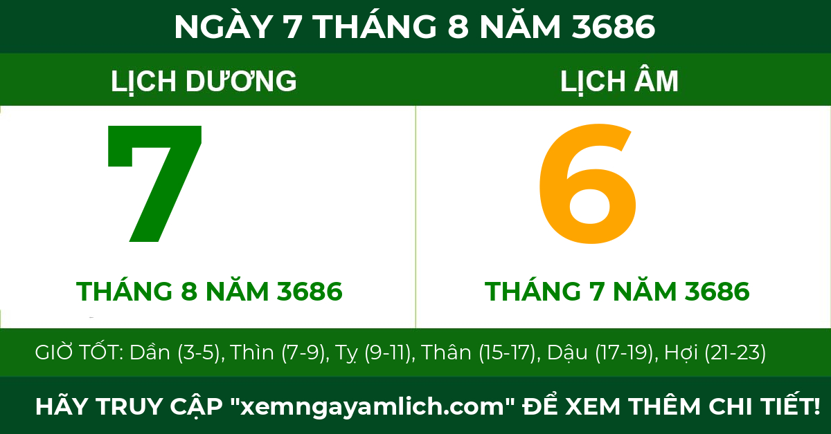 lịch âm ngày 7 tháng 8 năm 3686