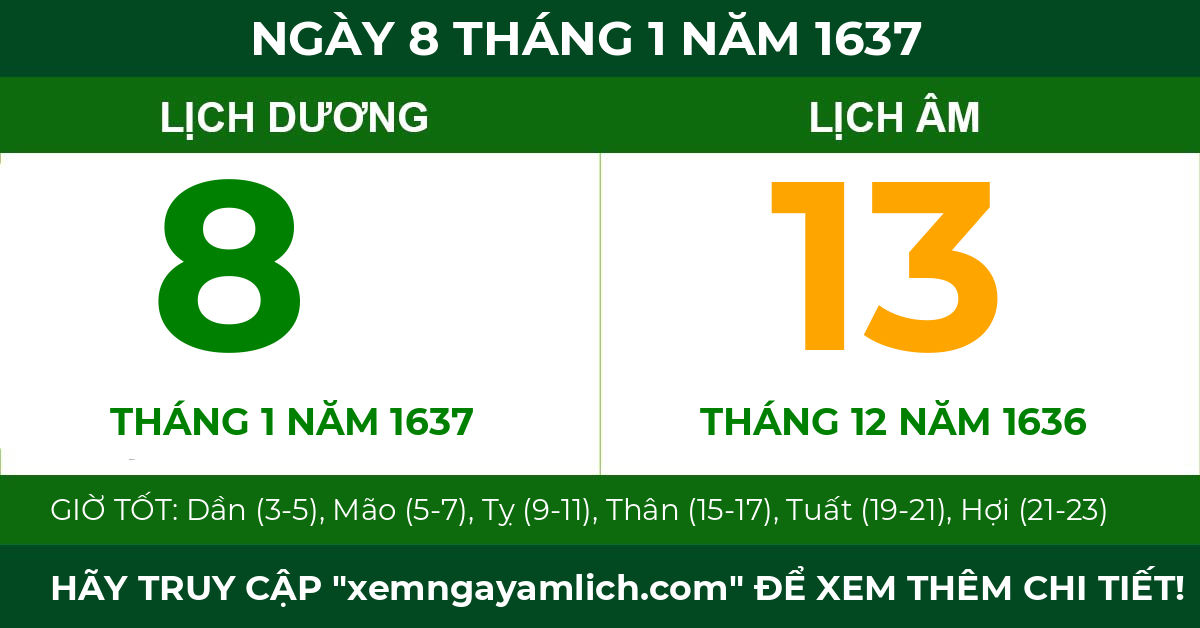 lịch âm ngày 8 tháng 1 năm 1637