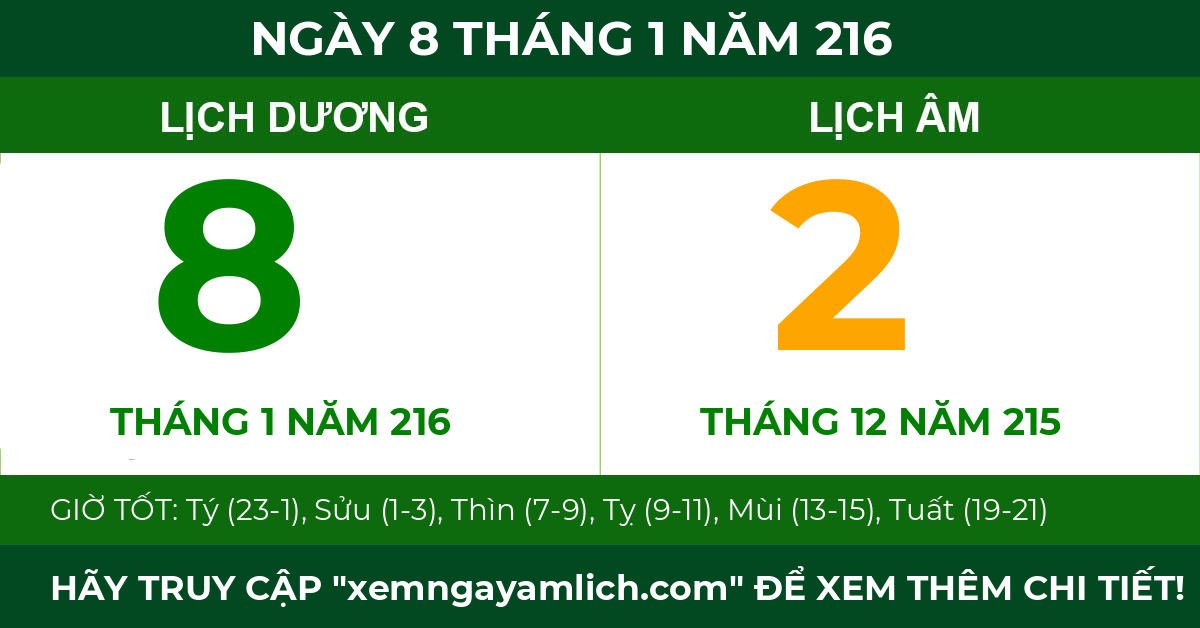 lịch âm ngày 8 tháng 1 năm 216