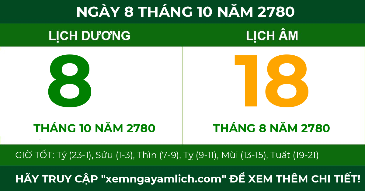 lịch âm ngày 8 tháng 10 năm 2780