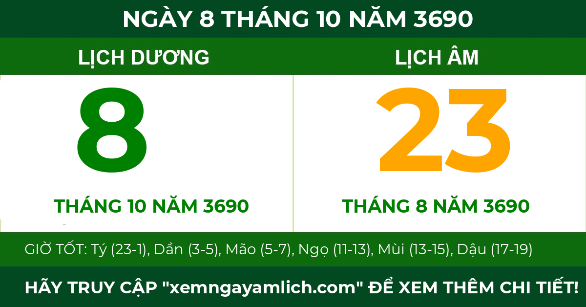 lịch âm ngày 8 tháng 10 năm 3690