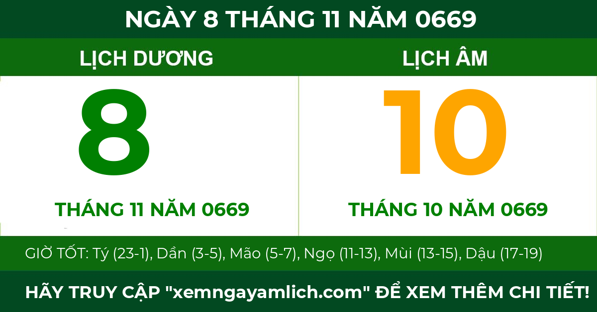lịch âm ngày 8 tháng 11 năm 0669