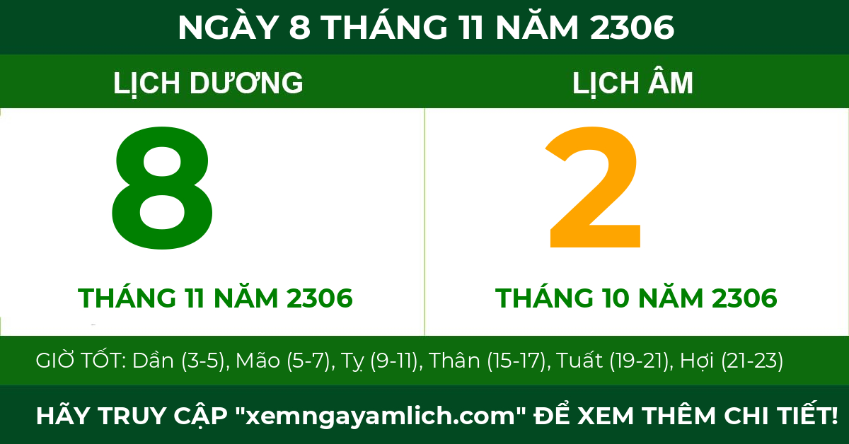 lịch âm ngày 8 tháng 11 năm 2306