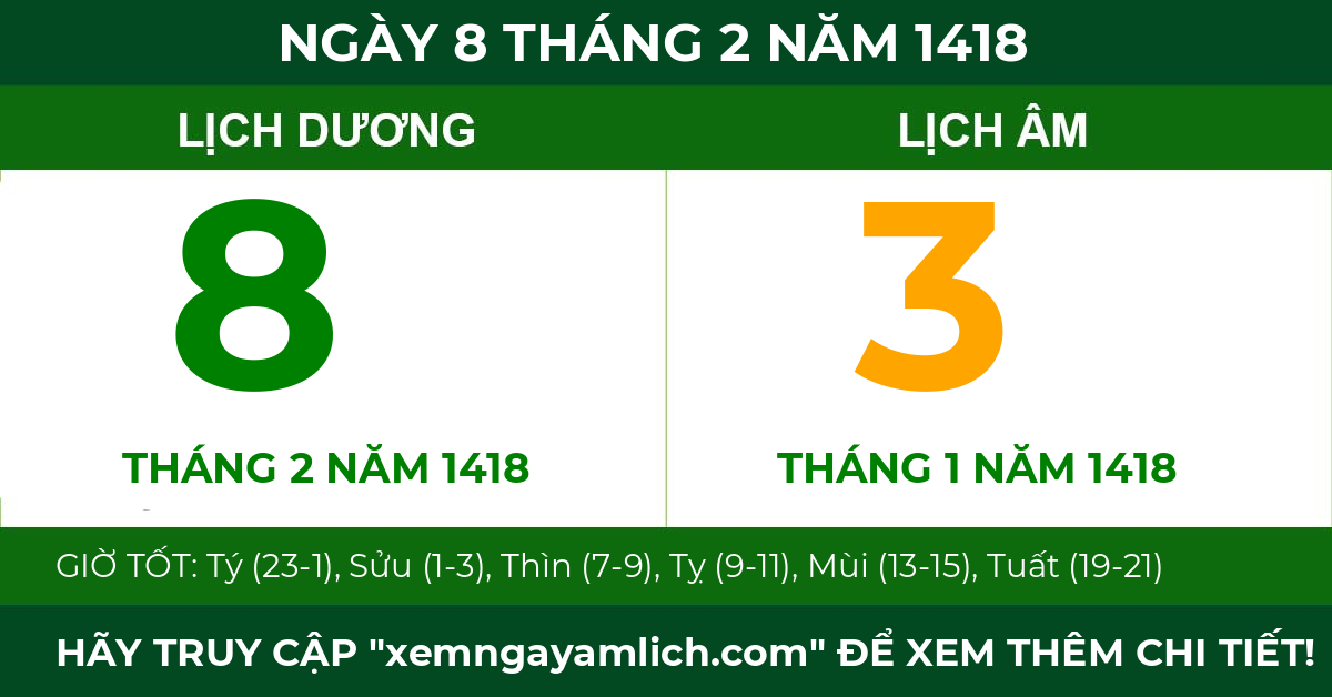 lịch âm ngày 8 tháng 2 năm 1418