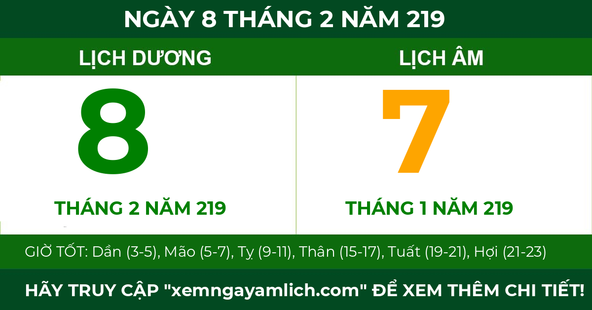 lịch âm ngày 8 tháng 2 năm 219