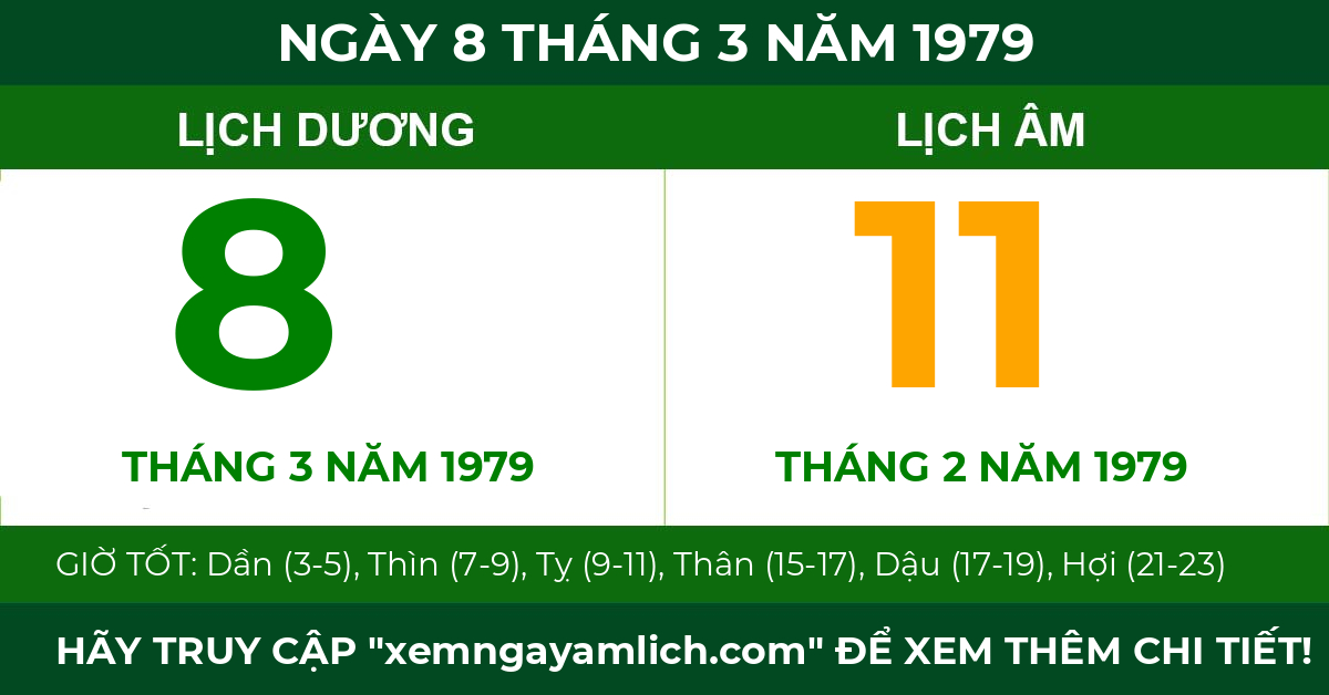 lịch âm ngày 8 tháng 3 năm 1979