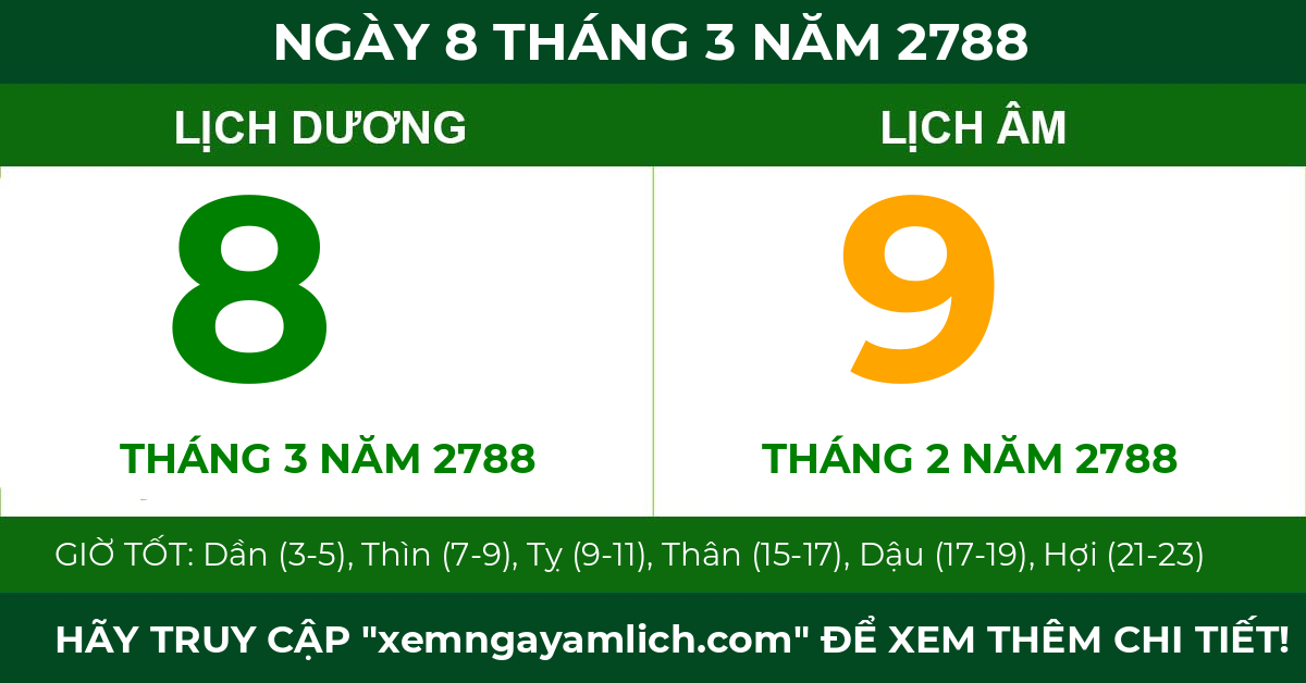 lịch âm ngày 8 tháng 3 năm 2788