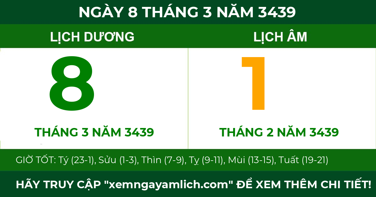 lịch âm ngày 8 tháng 3 năm 3439