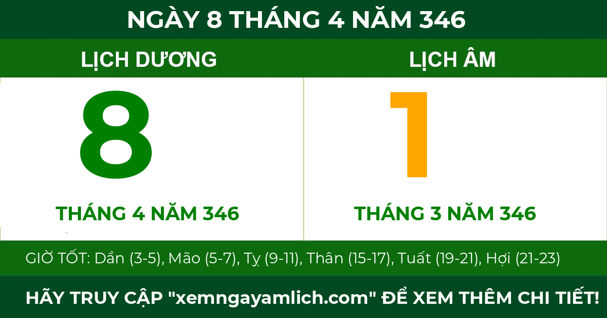 lịch âm ngày 8 tháng 4 năm 346