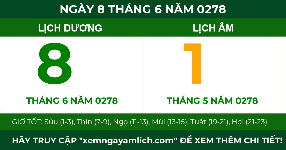 lịch âm ngày 8 tháng 6 năm 0278