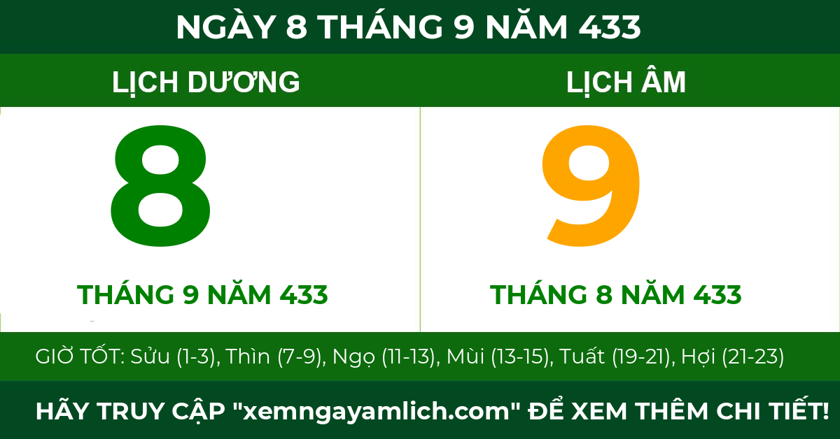 lịch âm ngày 8 tháng 9 năm 433