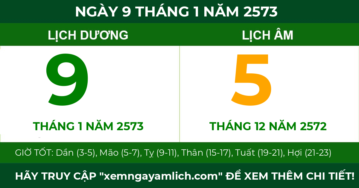 lịch âm ngày 9 tháng 1 năm 2573