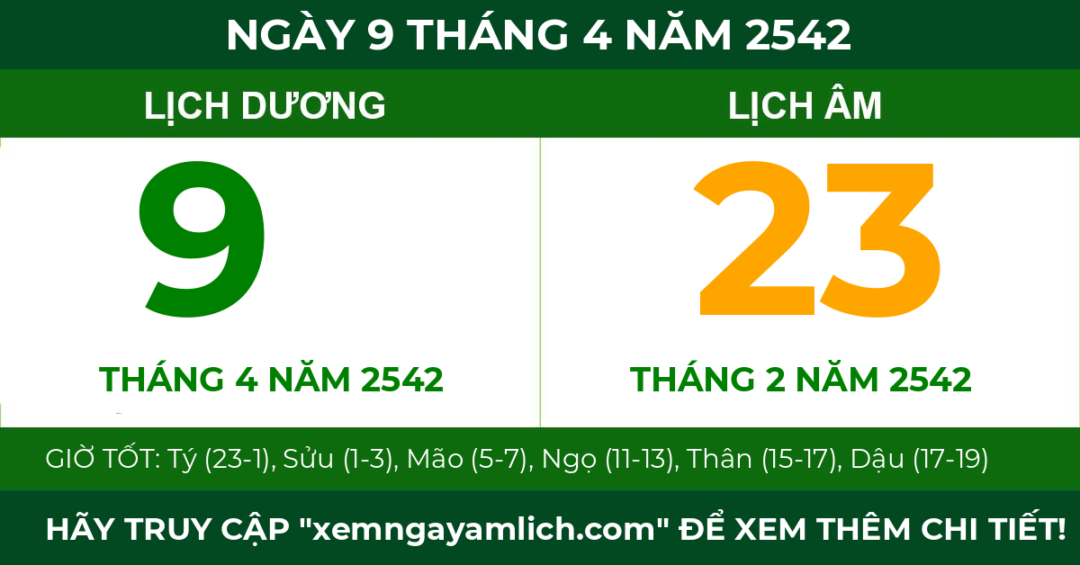 lịch âm ngày 9 tháng 4 năm 2542