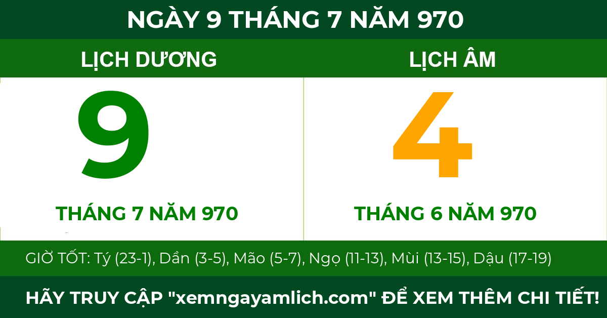 lịch âm ngày 9 tháng 7 năm 970
